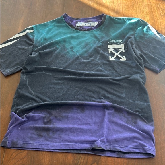 Off-White Tee in Purple and Teal